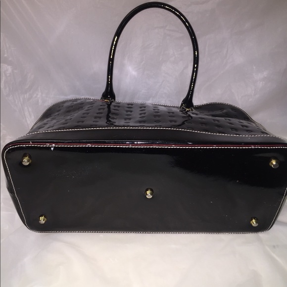 arcadia black patent leather purse